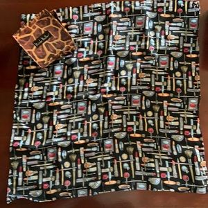 Nicole Miller silk scarf makeup lipstick print